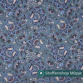 French Terry Paisley Dusty Blue