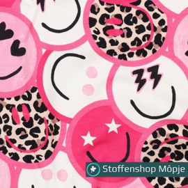 French Terry Digital Happy Faces Pink
