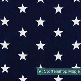 Poplin Katoen Stars Navy