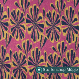 Badstof Jacquard Multi Flower Fuchsia