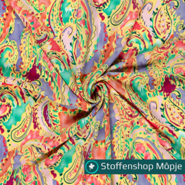 Polyester Bubble Paisley Geel