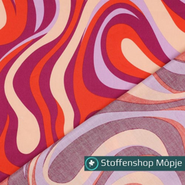 Katoen Satijn Abstract Purple