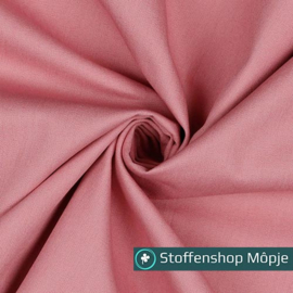 Poplin Katoen Uni Blush - Oud Roze