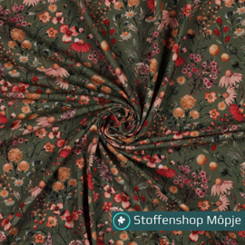 Jersey Digital Flowers Army Green