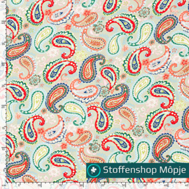 Bamboe Poplin Paisley Beige