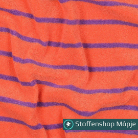 Badstof Stripes Orange / Purple