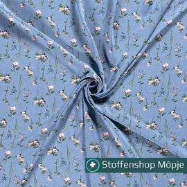 Viscose Flowers Indigo