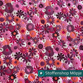 Stepped Velvet Digital Flowers Fuchsia