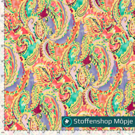 Polyester Bubble Paisley Geel