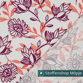 Linnen Viscose Flowers Purple