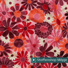 Stepped Velvet Digital Flowers Fuchsia