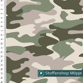 French Terry Brushed Camouflage Taupe-Green