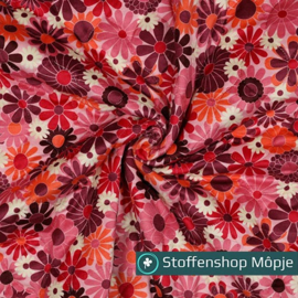 Stepped Velvet Digital Flowers Fuchsia