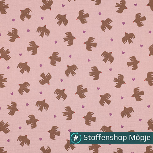 Hydrofiel GOTS Birds Soft Rose
