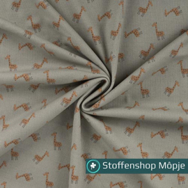 Ribtricot Giraffen Khaki