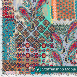 Polyester Bubble Paisley Turquoise