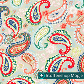 Bamboe Poplin Paisley Beige