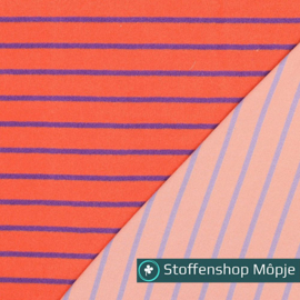 Badstof Stripes Orange / Purple