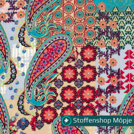 Satijn Velvet Paisley Koraal