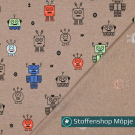 Jersey Melange Neon Robots Taupe