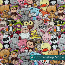French Terry Digital Crazy Animals