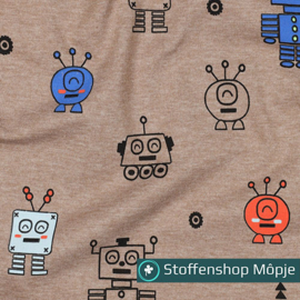 Jersey Melange Neon Robots Taupe