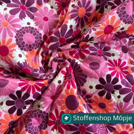 Stepped Velvet Digital Flowers Fuchsia