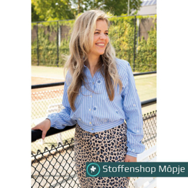 Katoen Stepen Pailletten Bloemen Blauw