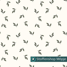 Poplin Bladeren Donker Groen