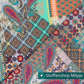 Polyester Bubble Paisley Turquoise