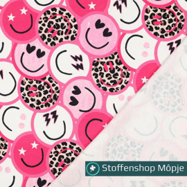 French Terry Digital Happy Faces Pink