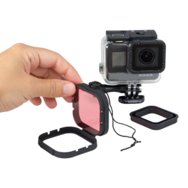 PRO-mounts Scuba Red  & Snorkel Filter for GoPro* HERO 5 ,6 en 7 Camera