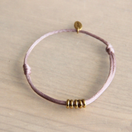 Bazou satijnen armband gouden ringen - paars