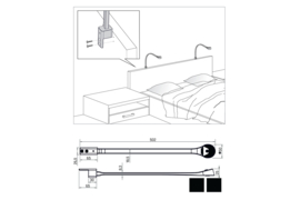Bedlamp zwart met USB poort (set van 2 stuks)