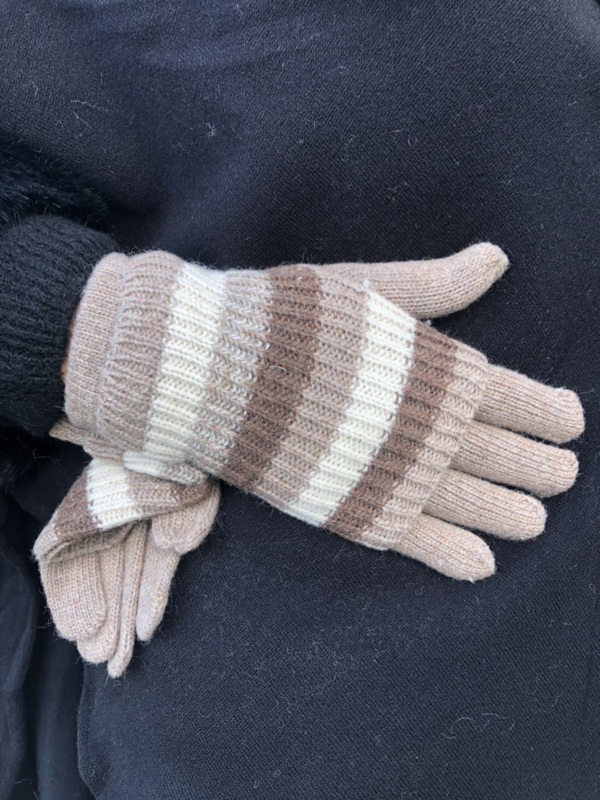 Handschoenen, 2-delig, streep bruin