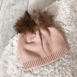 Roze muts met pompon | Gaia | Sigar