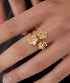 Ring  | floral trio | goud
