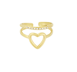 Ring  | heart en sparkle | goud