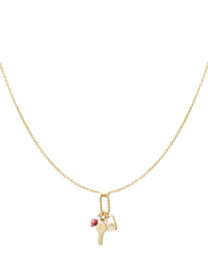 Ketting  | bedels | sleutels | letter E | goud