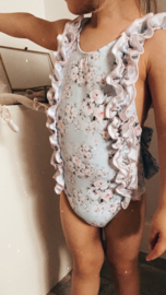 Blauw bloemetjes badpakje | Camellia Boutique | Blue roses