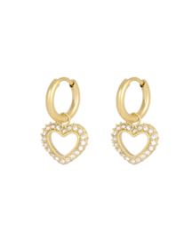 Oorbellen  | diamant hart |  goud