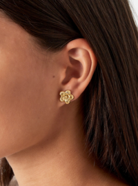 Oorbellen  | flower dots | goud