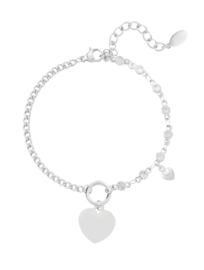 Armband  | schakels met hart | zilver