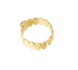 Ring  | blaadjes met natuursteen | goud | roze