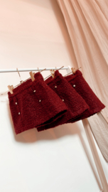 Rood teddy stof rokje | Camellia | Fabienne