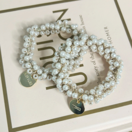 Armband  | haarelastiek | pearl & gold