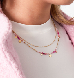 Ketting  | pink charms  | goud