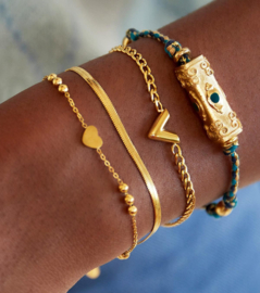 Armband  | Letter V | goud
