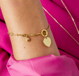 Armband  | schakels met hart | zilver