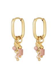 Oorbellen  | roze | goud